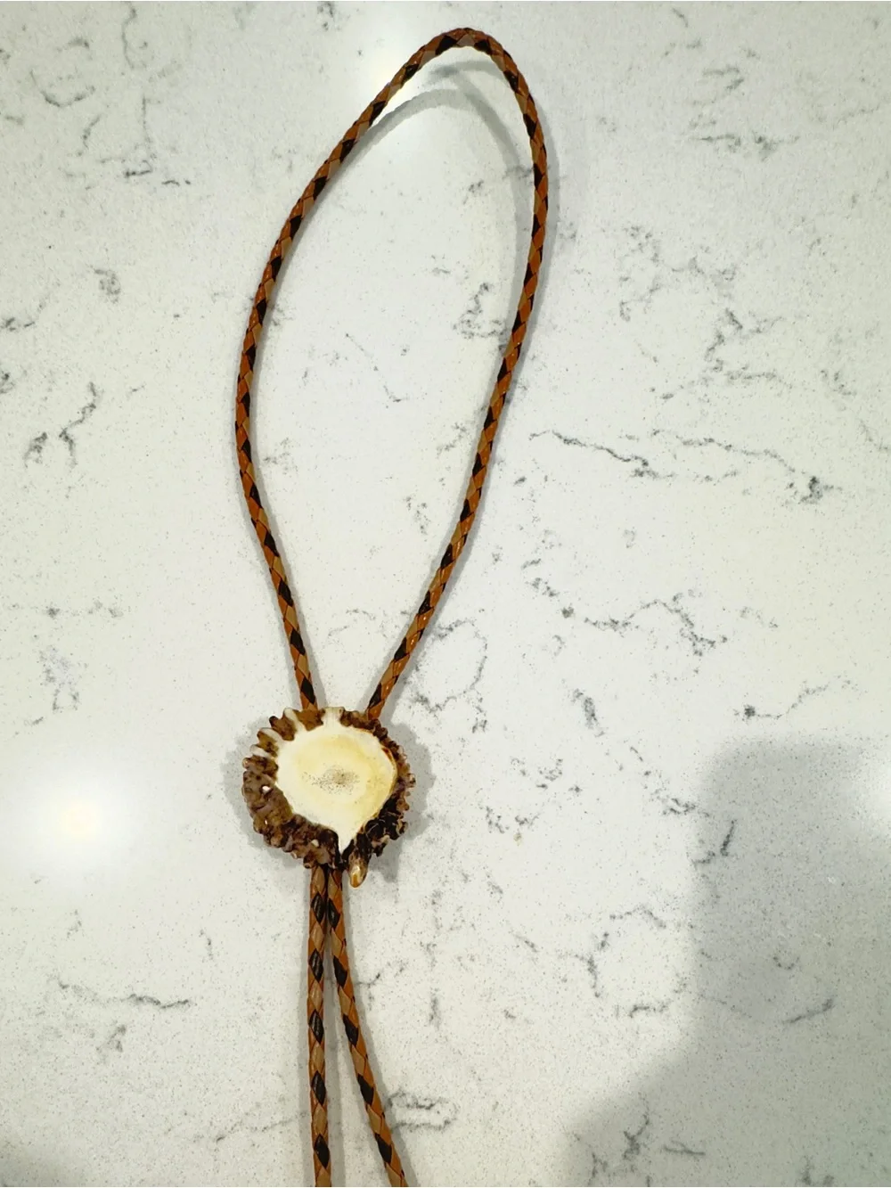 Vintage Bennett antler bolo tie natural elements brown tan ivory